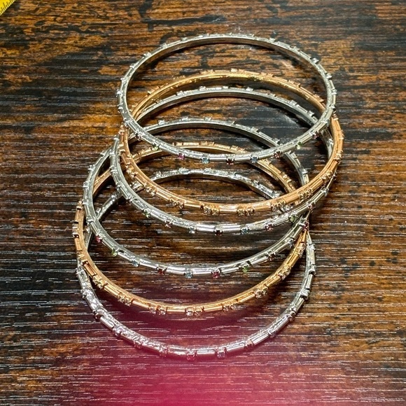 Bangle bracelet silver and gold tone rhinestone-Set - Picture 4 of 9